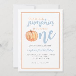 Little Pumpkin Pastel Blue Herfst Eerste Verjaarda Kaart