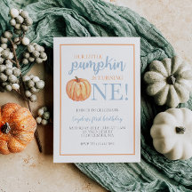 Little Pumpkin Pastel Blue Herfst First Birthday I