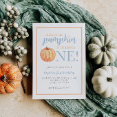 Little Pumpkin Pastel Blue Herfst First Birthday I Kaart