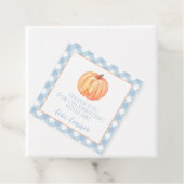 Little Pumpkin Pastel Blue Plaid eerste verjaardag Bedankjes Labels (In situ)