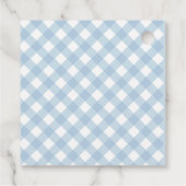 Little Pumpkin Pastel Blue Plaid eerste verjaardag Bedankjes Labels (Achterkant)