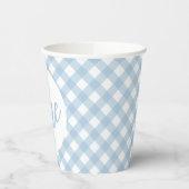 Little Pumpkin pastel blue plaid eerste verjaardag Papieren Bekers (Links)
