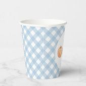 Little Pumpkin pastel blue plaid eerste verjaardag Papieren Bekers (Rechts)