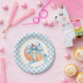 Little Pumpkin pastel blue plaid eerste verjaardag Papieren Bordje (Feest)