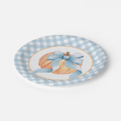 Little Pumpkin pastel blue plaid eerste verjaardag Papieren Bordje (Gekanteld)