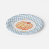 Little Pumpkin pastel blue plaid eerste verjaardag Papieren Bordje (Gekanteld)