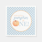 Little Pumpkin pastel blue plaid eerste verjaardag Servet (Voorkant)