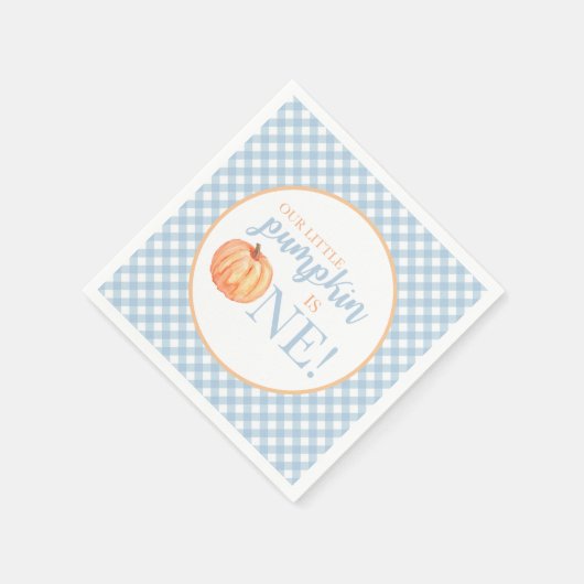 Little Pumpkin pastel blue plaid eerste verjaardag Servet (Hoek)