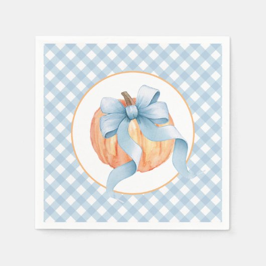 Little Pumpkin pastel blue plaid eerste verjaardag Servet (Voorkant)