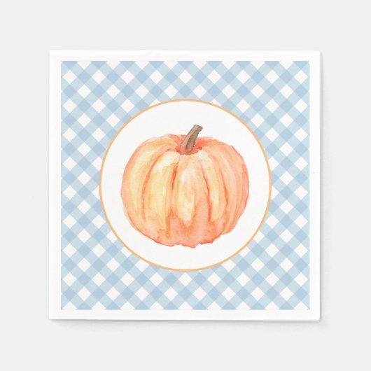 Little Pumpkin pastel blue plaid eerste verjaardag Servet (Voorkant)