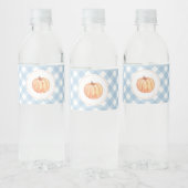 Little Pumpkin pastel blue plaid eerste verjaardag Waterfles Etiket (Flessen)