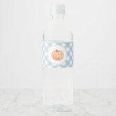 Little Pumpkin pastel blue plaid eerste verjaardag Waterfles Etiket (Voorkant)