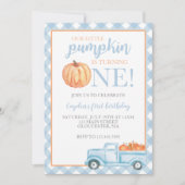 Little Pumpkin Pastel Blue truck eerste verjaardag Kaart (Voorkant)