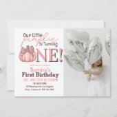 Little Pumpkin Pastel Roze Herfst 1e verjaardag Kaart (Voorkant)