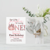 Little Pumpkin Pastel Roze Herfst 1e verjaardag Kaart (Staand voorkant)