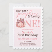 Little Pumpkin Pastel Roze Herfst Eerste 1e verjaa Kaart (Voorkant)