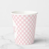 Little Pumpkin pastel roze plaid first jarig Papieren Bekers (Links)
