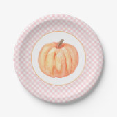 Little Pumpkin pastel roze plaid first jarig Papieren Bordje (Voorkant)