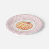 Little Pumpkin pastel roze plaid first jarig Papieren Bordje (Gekanteld)
