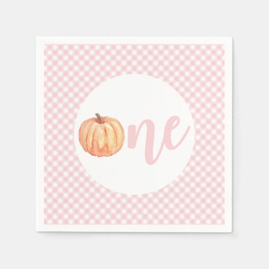 Little Pumpkin pastel roze plaid first jarig Servet (Voorkant)