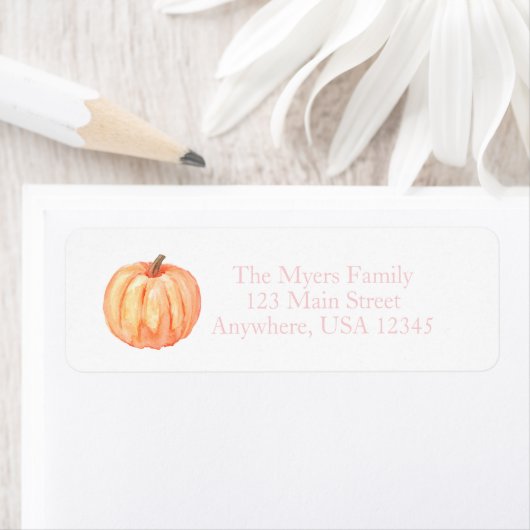 Little Pumpkin Pastel roze Return Address Labels (Insitu)