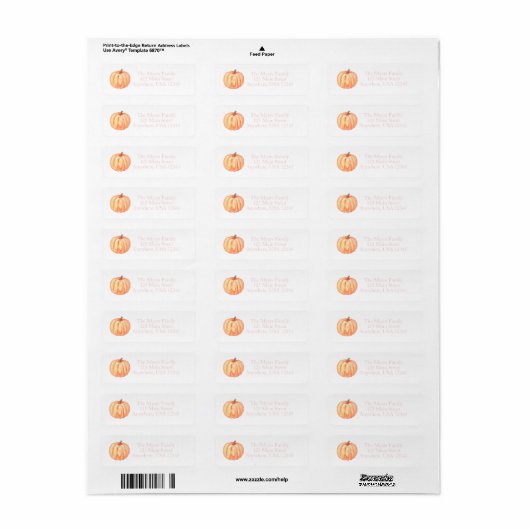 Little Pumpkin Pastel roze Return Address Labels (Full Sheet)