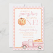 Little Pumpkin Pastel roze truck eerste verjaardag Kaart (Voorkant)