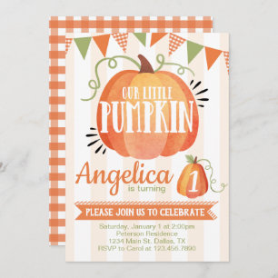 Little Pumpkin Patch Birthday Party Invitation Kaart