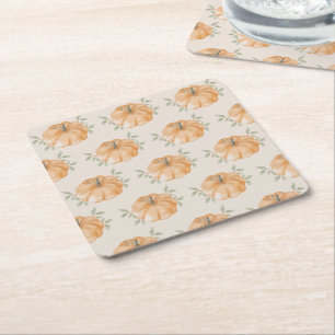 Little Pumpkin Pattern Herfst Eerste 1e verjaardag Kartonnen Onderzetters