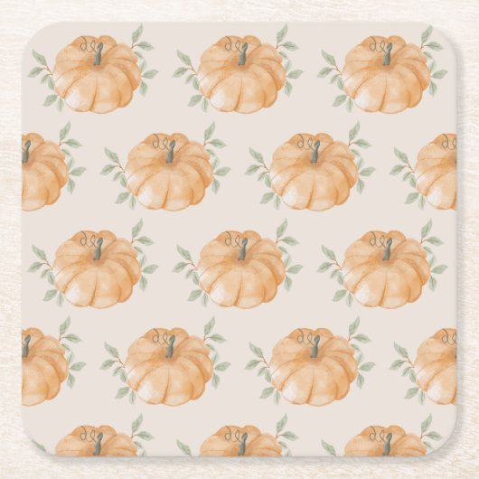 Little Pumpkin Pattern Herfst Eerste 1e verjaardag Kartonnen Onderzetters (Voorkant)