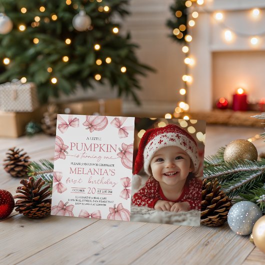 Little Pumpkin Photo Invitation Kaart
