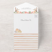 Little Pumpkin Pink and Peach Floral Baby shower All In One Uitnodiging (Buitenkant)