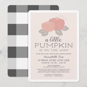 Little Pumpkin Pink Black Drive-by Baby shower Kaart