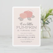 Little Pumpkin Pink Black Gingham 1e verjaardag Kaart (Staand voorkant)