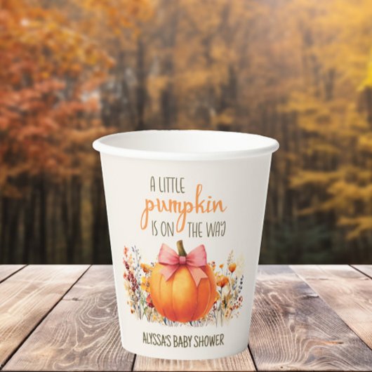 Little Pumpkin Pink Bow Baby Girl Shower Papieren Bekers