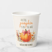 Little Pumpkin Pink Bow Baby Girl Shower Papieren Bekers (Achterkant)
