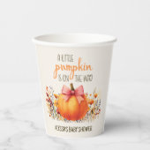 Little Pumpkin Pink Bow Baby Girl Shower Papieren Bekers (Voorkant)