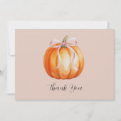 Little Pumpkin Pink Bow Baby Shower  Bedankkaart (Voorkant)