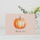 Little Pumpkin Pink Bow Baby Shower  Bedankkaart (Staand voorkant)