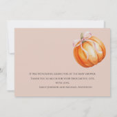 Little Pumpkin Pink Bow Baby Shower  Bedankkaart (Achterkant)