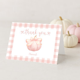 Little Pumpkin Pink Bow Baby shower Bedankkaart