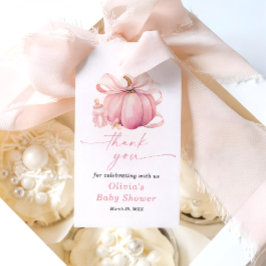 Little Pumpkin Pink Bow Baby shower Bedankt Cadeaulabel