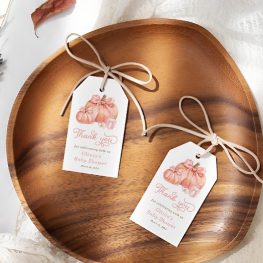 Little Pumpkin Pink Bow Baby shower Bedankt Gift Cadeaulabel