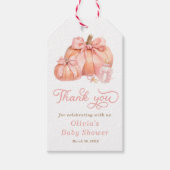 Little Pumpkin Pink Bow Baby shower Bedankt Gift Cadeaulabel (Voorkant)