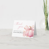 Little Pumpkin Pink Bow Baby shower Dank u kaart (Voorkant)