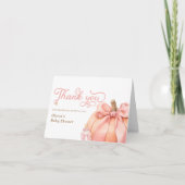 Little Pumpkin Pink Bow Baby shower Dank u kaart (Voorkant)