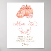 Little Pumpkin Pink Bow Baby shower Mom-osa Poster (Voorkant)