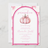 Little Pumpkin Pink Bow Coquette Herfst Babyshower Kaart (Voorkant)