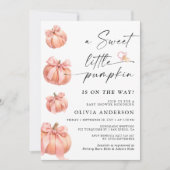 Little Pumpkin Pink Bow Girl Baby shower Kaart (Voorkant)