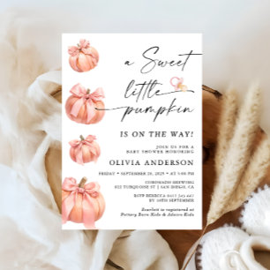 Little Pumpkin Pink Bow Girl Baby shower Kaart